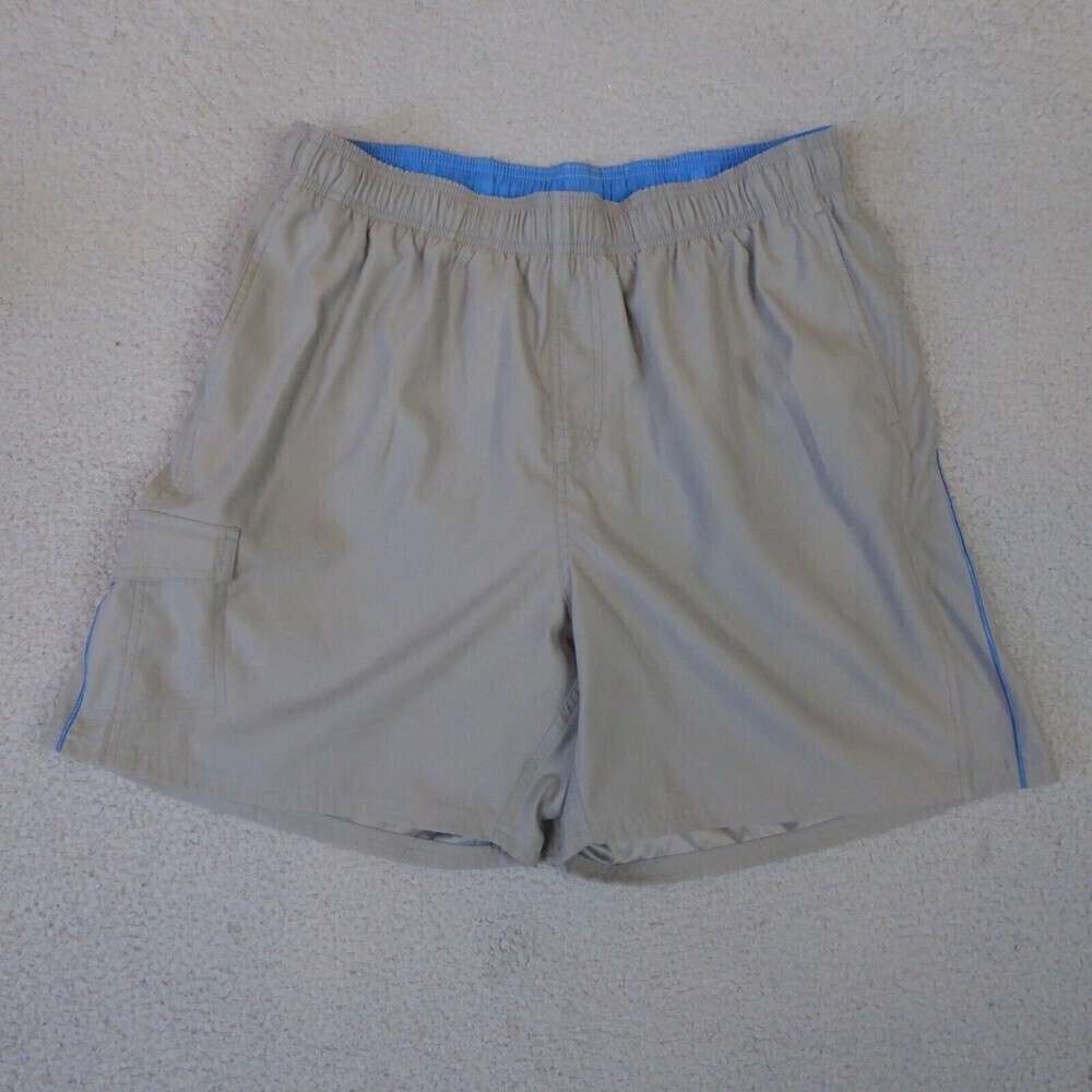 Vintage Nike Shorts Mens XL Gray Lined Cargo Swim Trunks Pockets Stretch Waist